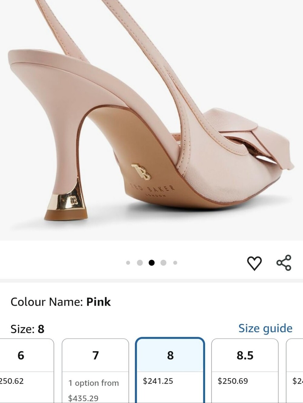 Ted Baker London Blush Pink Slingback Heels with Bow and Pearl - Picture 5 of 12